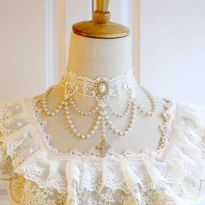 e96dea437404c46a1c8368435c0e7cd4 layer Imitation-pearl necklace , banquet party vintage necklace Goth Bead Chain Accessories