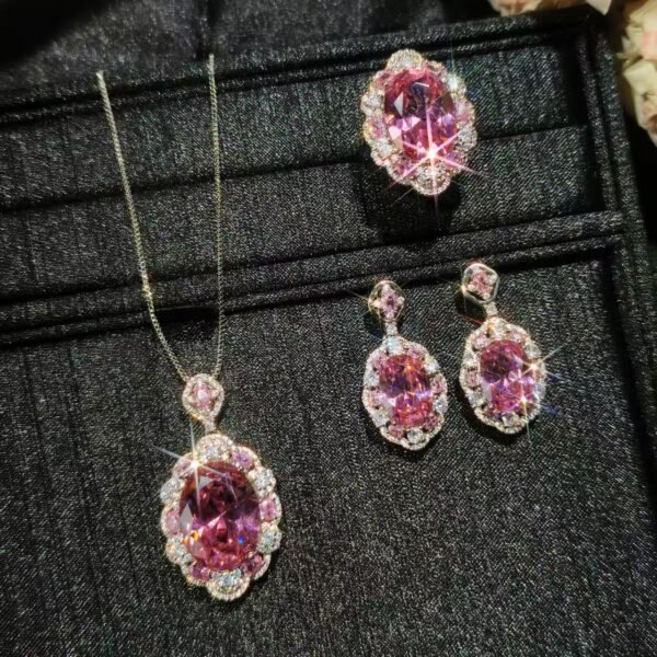 Pink diamond jewelry,vintage jewelry,necklace,ring,earrings