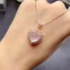 Pink nature crystal ,heart crystal necklace,925 sterling silver