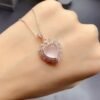 Pink nature crystal ,heart crystal necklace,925 sterling silver